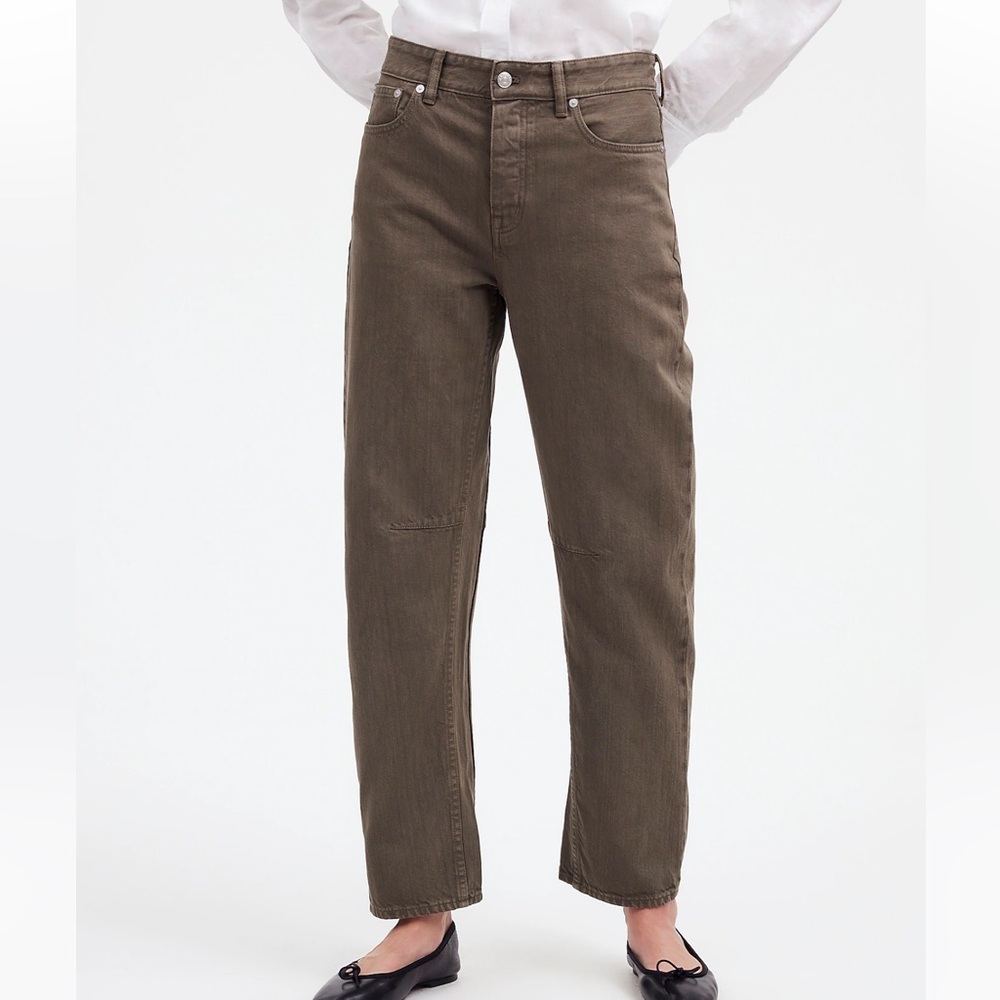 Madewell The Darted Barrel-Leg Jean - Size 28 - Driftwood Brown / Army Green